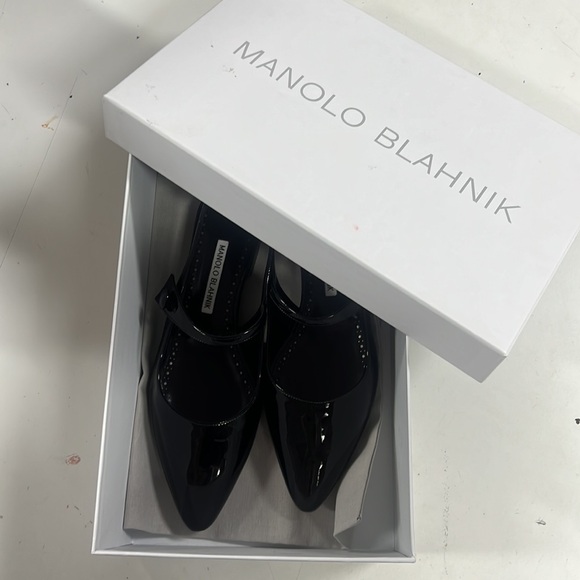 Manolo Blahnik | Shoes | Manolo Blahnik Didiono Glossy Black  Manolo Blahnik Didiono Glossy Black Slingback flats NIB 7